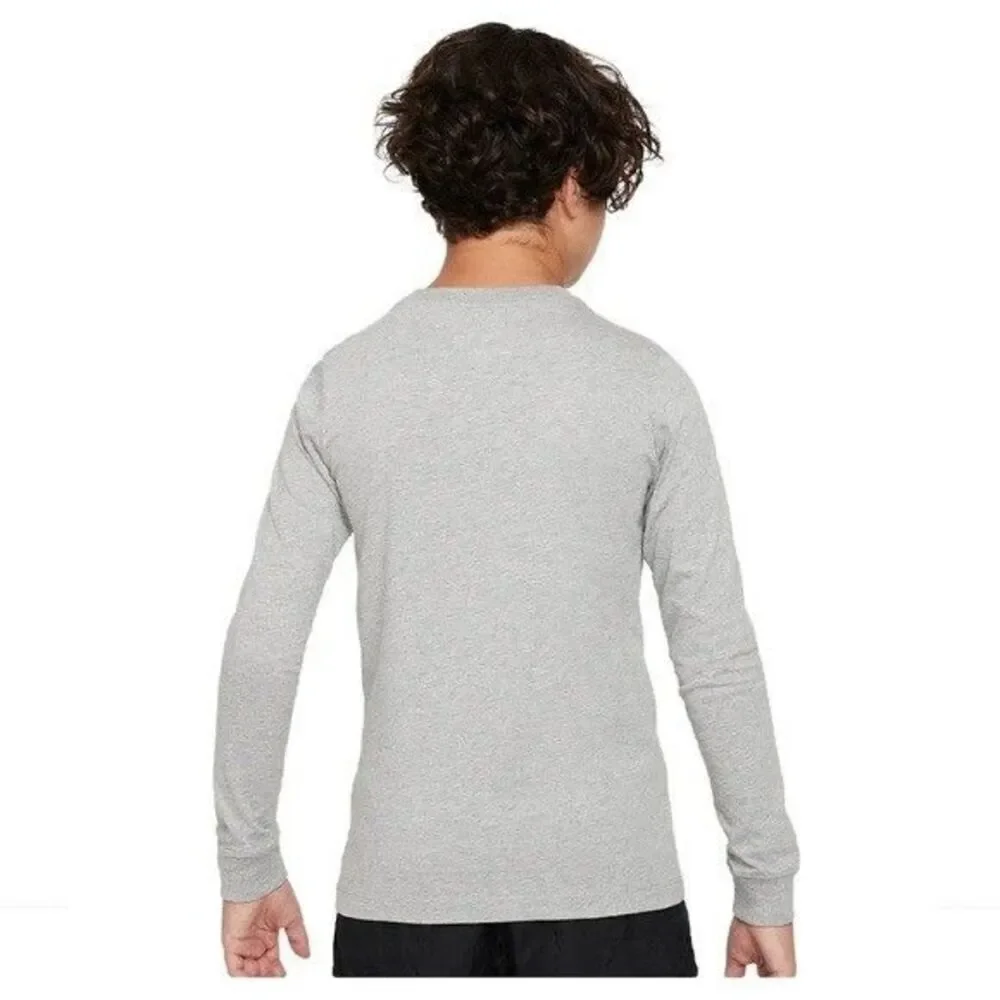 NIKE ❤️🔥NIKE SPORTSWEAR BIG KIDS' LONG-SLEEVE T-SHIRT GREY boys girls shirt M